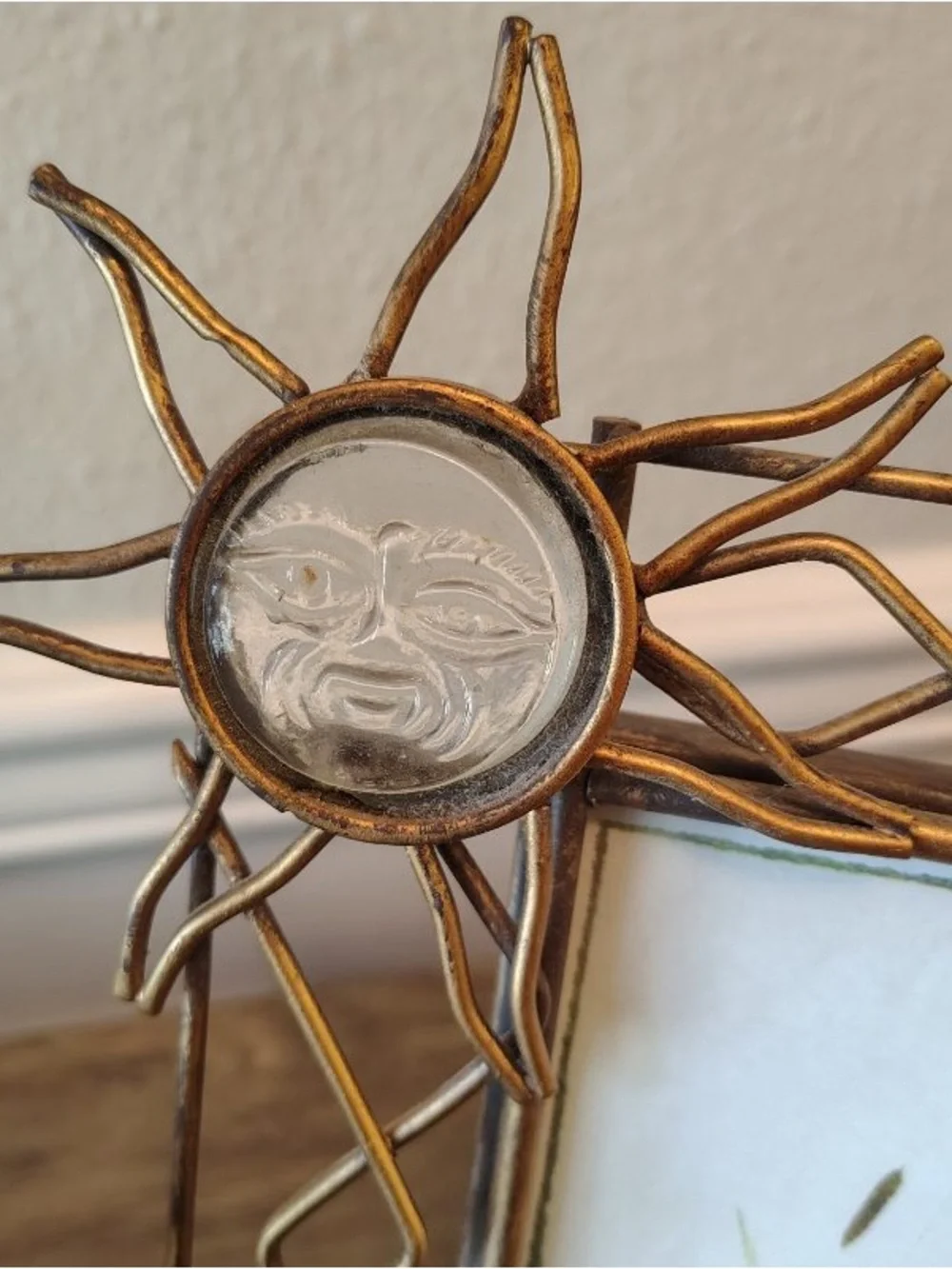 Vtg 90s Gold Celestial Sun Picture Frame Metal Whimsigoth Boho Holds 5x7